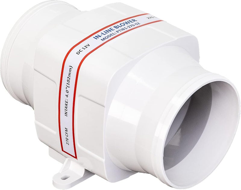 DC HOUSE 4'' Electric in-Line Marine Bilge Air Boat Blower 12V 270 CFM Quite - Image 1